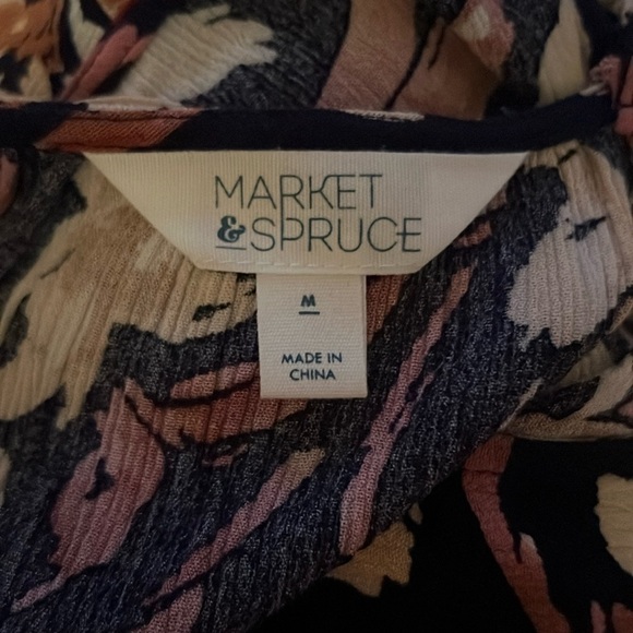 Flowy faux wrap tank top floral navy pink - Picture 4 of 5